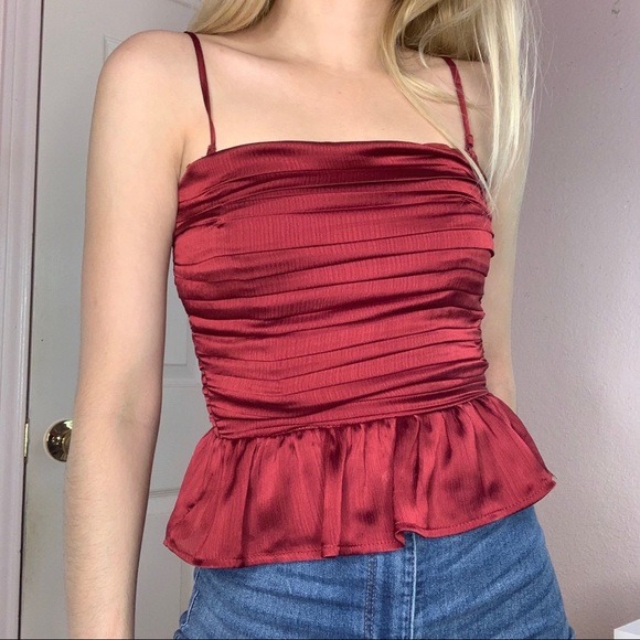 H&M Maroon Red Blouse Top SZ: 0 - Picture 1 of 8
